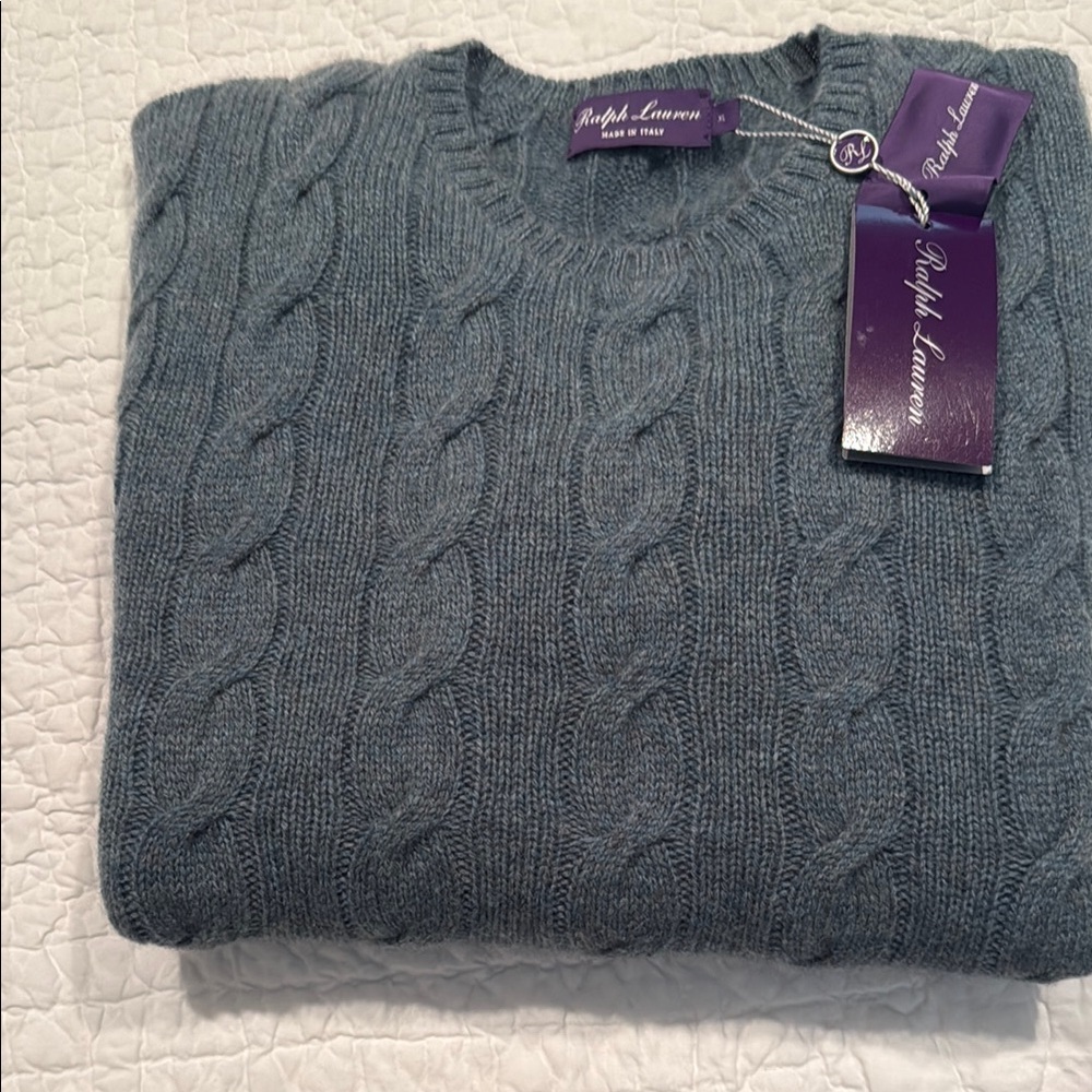 Ralph Lauren Men's Cable Knit Sweater - Blue